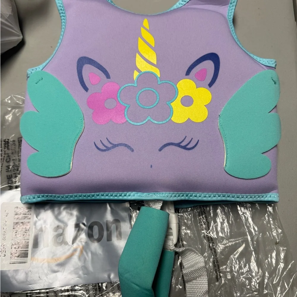 Purple Kids Swim Vest‎ with Flower Design